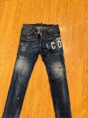 DSQUARED2 Men's Dark Blue Skinny Jeans with ICON Print